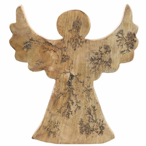 Floristik21 Holzengel mit Glitterintarsien Natur Mangoholz 19,4 × 18,3cm