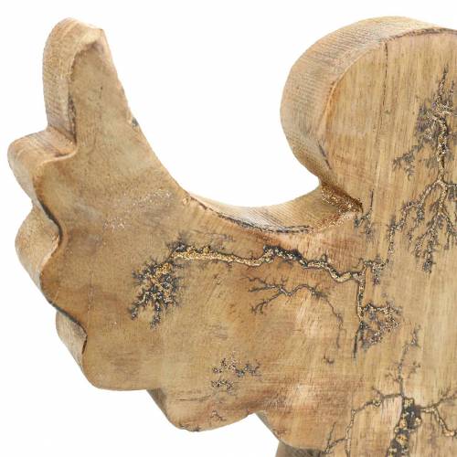 Floristik21 Holzengel mit Glitterintarsien Natur Mangoholz 19,4 × 18,3cm