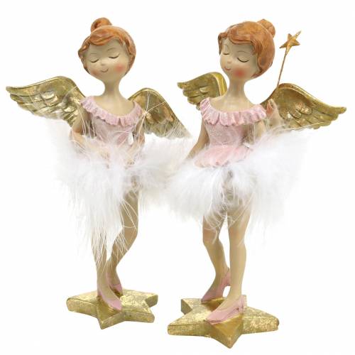 Deko Ballerina-Engel Rosa, Golden Ø11,5 H15cm 2St