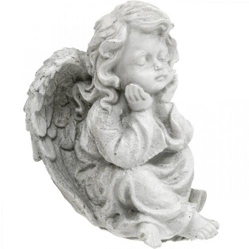 Floristik21 Engel Figur klein Grabdeko Gartenfigur Grau H9cm 3 St