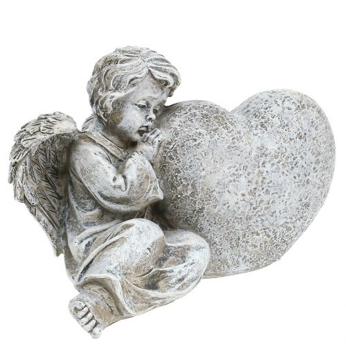 Floristik21 Engel mit Herz Grau 11,5cm × 9cm × 6,5cm 2St