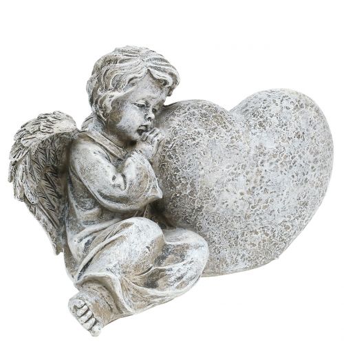 Engel mit Herz Grau 11,5cm × 9cm × 6,5cm 2St Engel mit Herz Grau 11,5cm × 9cm × 6,5cm 2St