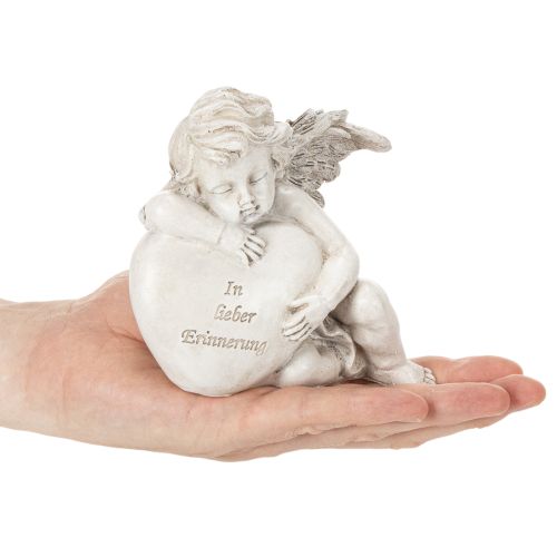 Engel-Figuren Herz Polyresin 13cm Grau 2er-Set Grabdekoration | Floristik21.de