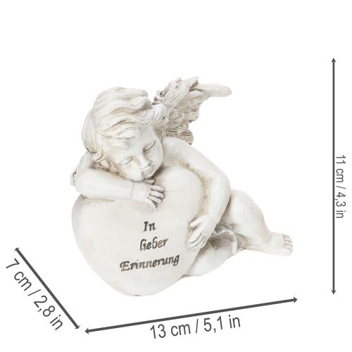 Engel-Figuren Herz Polyresin 13cm Grau 2er-Set Grabdekoration | Floristik21.de