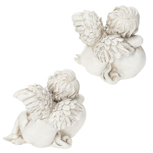 Engel-Figuren Herz Polyresin 13cm Grau 2er-Set Grabdekoration | Floristik21.de