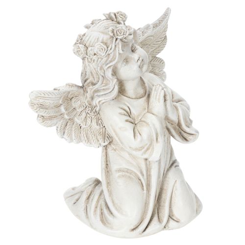 Engelfigur betend sitzend Grau Polyresin 13cm 2 Stück