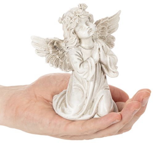Engelfigur betend sitzend Grau Polyresin 13cm 2 Stück | Floristik21.de