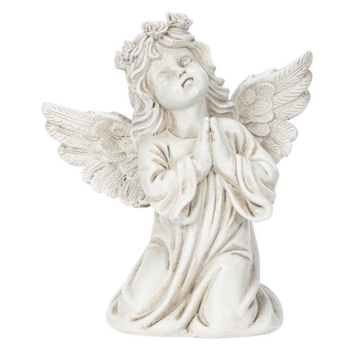 Engelfigur betend sitzend Grau Polyresin 13cm 2 Stück | Floristik21.de