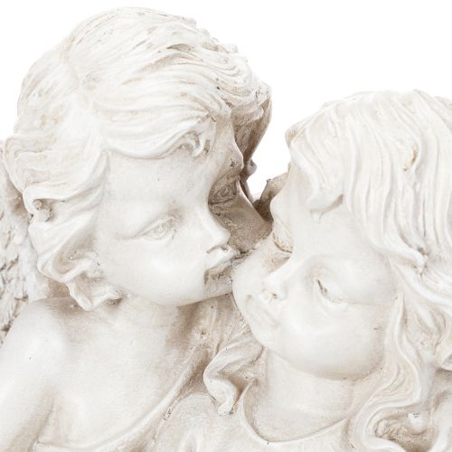 Engel-Skulptur Kinderengel-Paar mit Herz 24 cm Creme/Grau | Floristik21.de