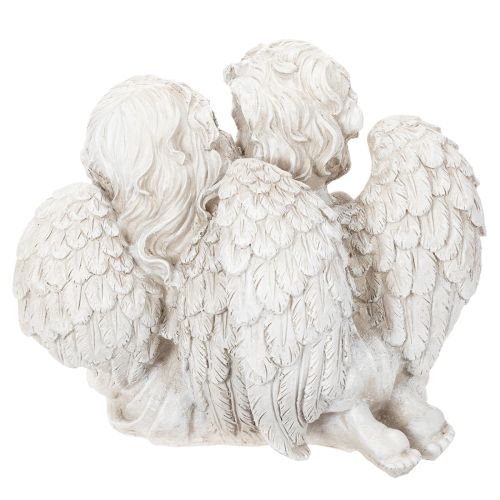 Engel-Skulptur Kinderengel-Paar mit Herz 24 cm Creme/Grau | Floristik21.de