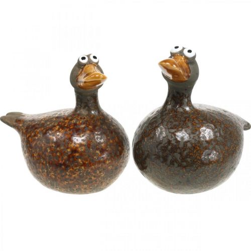 Deko Enten Keramik Figur Frühlingsdeko 12,5cm Braun  2St-582155-012-707