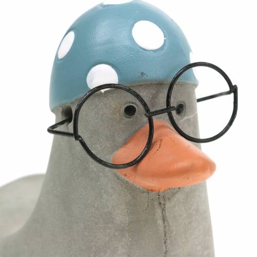 Floristik21 Deko-Ente mit Brille und Badekappe Grau 10,5cm 4St