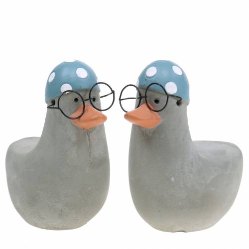 Floristik21 Deko-Ente mit Brille und Badekappe Grau 10,5cm 4St