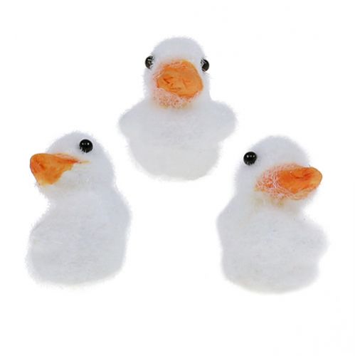 Floristik21 Ente Mini beflockt 4cm Weiß 12St