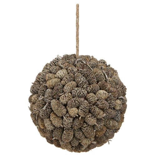 Artikel Hängedeko Erlenzapfen Kugel Weiß gewaschen 20cm mit Jute-Aufhänger
