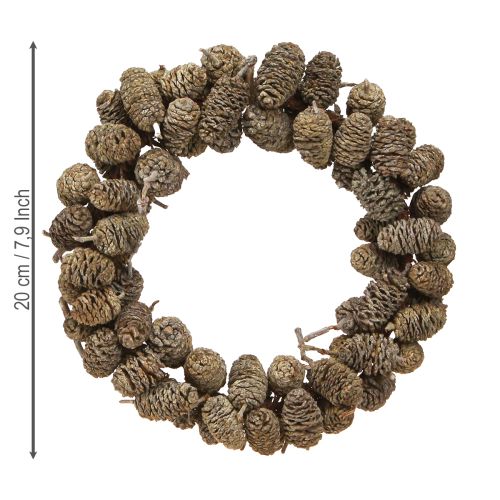 Artikel Erlenzapfen Kranz Weiß gewaschen Ø18cm mit Jute-Aufhänger