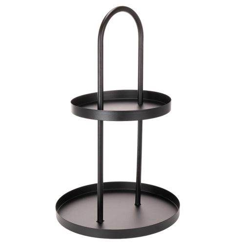 Metall-Etagere rund 58cm zweistöckig Schwarz für Innenbereich