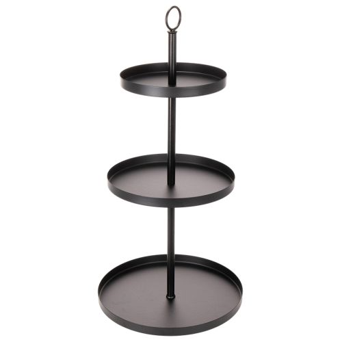 Etagere dreistöckig Metall Rund Schwarz 61cm