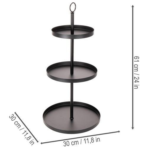 Etagere dreistöckig Metall Rund Schwarz 61cm | Floristik21.de