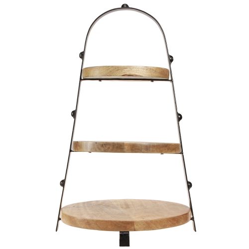 Artikel Etagere 3-stöckig Holz Dekoration Natur Schwarz Ø30cm H52cm