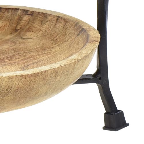 Floristik21 Etagere Holz Natur Metall Schwarz 3-stöckig Ø19cm H60cm