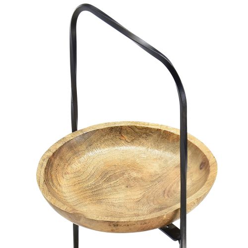 Floristik21 Etagere Holz Natur Metall Schwarz 3-stöckig Ø19cm H60cm