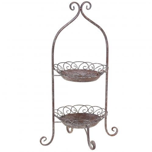 Artikel Etagere Metall 2-stöckig Braun Weiß Ø25,5cm 63,5cm