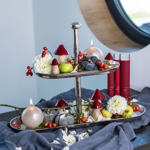 Floristik21 Etagere Vintage Metall Silber Tischdeko 2-stöckig 52×16×39cm