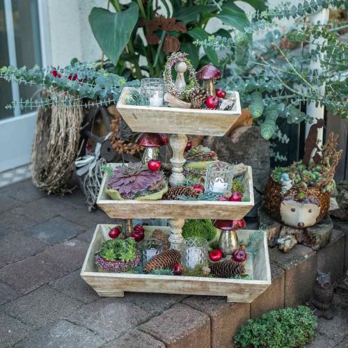 Floristik21 Etagere Groß Holz Geweißt Tischdeko Schaufensterdeko 62x50x31cm