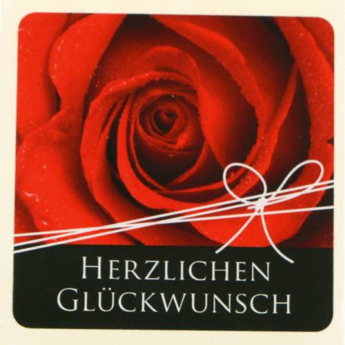 Floristik21 Etiketten "Herzlichen Glückwunsch" Rose 3,5cm x 3,5cm 500St