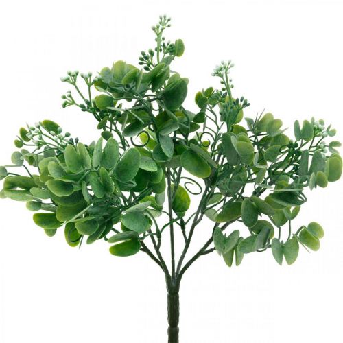 Hochzeitsdeko Künstliche Eukalyptus-Zweige mit Blüten Dekostrauß Grün, Weiß 26cm