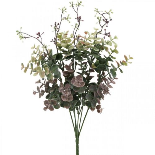 Floristik21 Eukalyptusbusch Künstlicher Eukalyptus Grün Rot 39cm