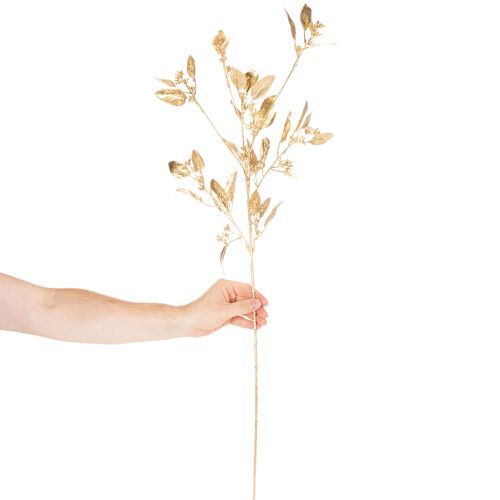 Künstlicher Eukalyptuszweig 100cm Gold Dekozweig für Innenbereich | Floristik21.de