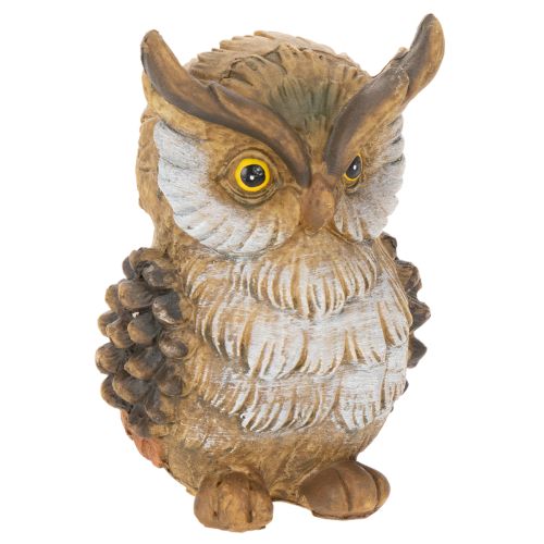 Eulenfigur sitzend Polyresin 11cm braun-weiß für Dekoration