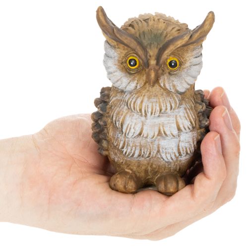 Eulenfigur sitzend Polyresin 11cm braun-weiß für Dekoration | Floristik21.de