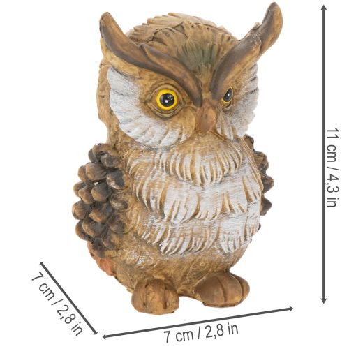 Eulenfigur sitzend Polyresin 11cm braun-weiß für Dekoration | Floristik21.de