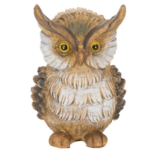 Eulenfigur sitzend Polyresin 11cm braun-weiß für Dekoration | Floristik21.de