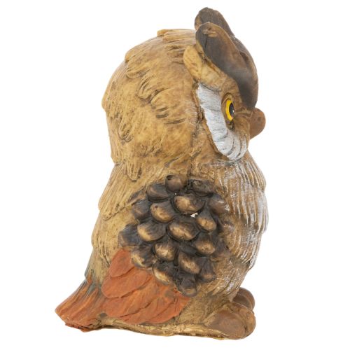 Eulenfigur sitzend Polyresin 11cm braun-weiß für Dekoration | Floristik21.de