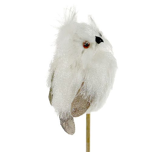 Artikel Eule am Stab Weiß 9cm L48cm