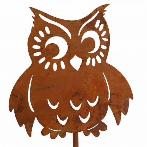 Floristik21 Gartenstecker Eule Edelrost, Herbst, Metalldeko H32cm 6St