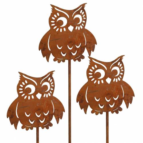 Floristik21 Gartenstecker Eule Edelrost, Herbst, Metalldeko H32cm 6St