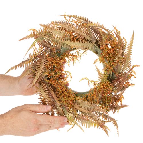 Künstlicher Farnkranz Ø 35cm aus Kunststoff in Herbstfarben für Innen- und Außendekoration | Floristik21.de