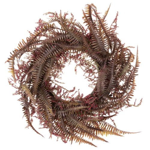 Kunstkranz mit Farnzweigen Kunststoff 35cm Bordeauxrot Braun Grün Innenbereich