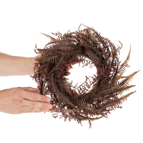 Kunstkranz mit Farnzweigen Kunststoff 35cm Bordeauxrot Braun Grün Innenbereich | Floristik21.de
