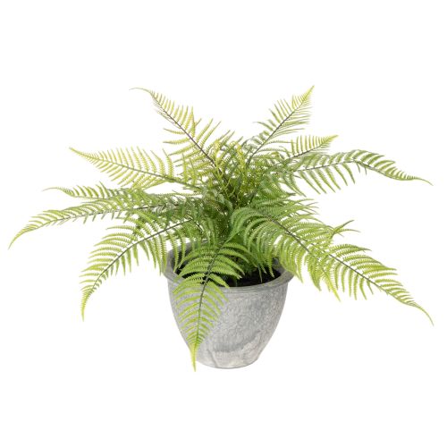 Kunststoff-Farn im grauen Pflanztopf, 35 cm Höhe, Grün