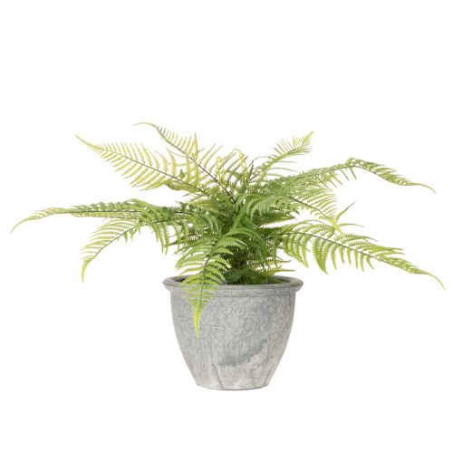 Kunststoff-Farn im grauen Pflanztopf, 35 cm Höhe, Grün | Floristik21.de