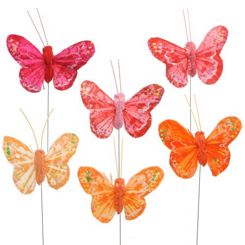 Federschmetterling Orange-Rot 5cm 24St