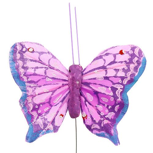 Feder-Schmetterling 6cm farbig sort. 24St