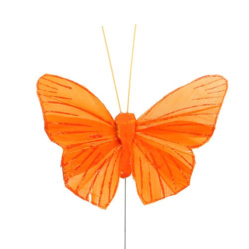 Floristik21 Feder-Schmetterling 8cm Orange 24St