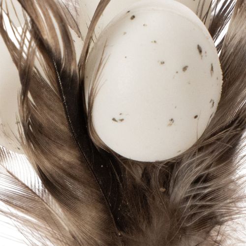 Artikel Federzweig Deko Stecker 37cm mit Naturfedern und Eiern für Osterdeko Blumenarrangements 12 Stück